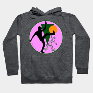 80s 90s Fido Dido Round Geometric Graphic Design | Pink & Green Colors Cartoon on the Famous Liquor Hoodie